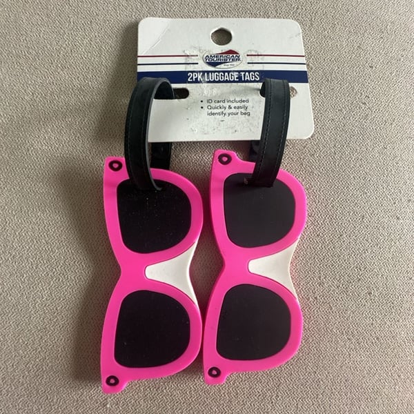 American Tourister Pink Sunglasses 2PK Luggage Tags New