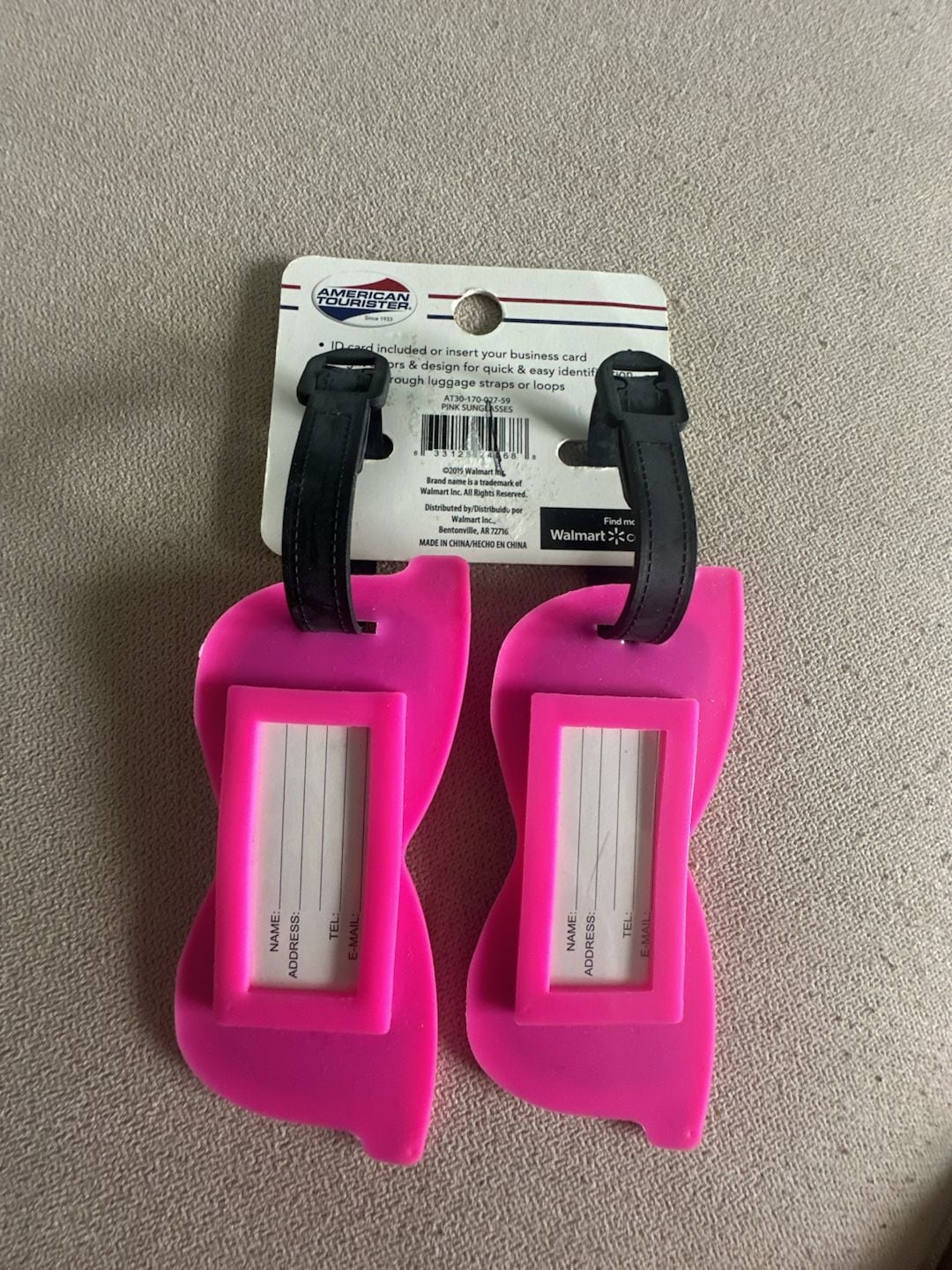 American Tourister Pink Sunglasses 2PK Luggage Tags New 2