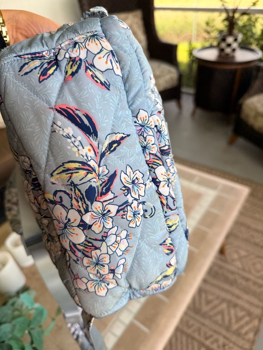 Vera Bradley Light Blue Quilted Floral Cherry Blossom Backpack Purse 6