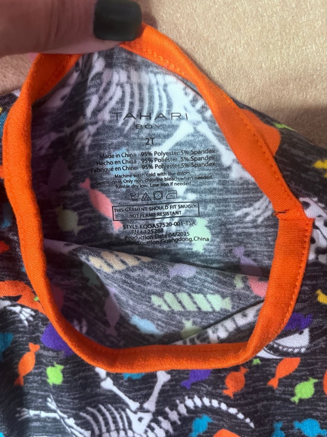 Tahari Boy Halloween Skeleton Pumpkin Long Sleeve Pajama Set 2T 2