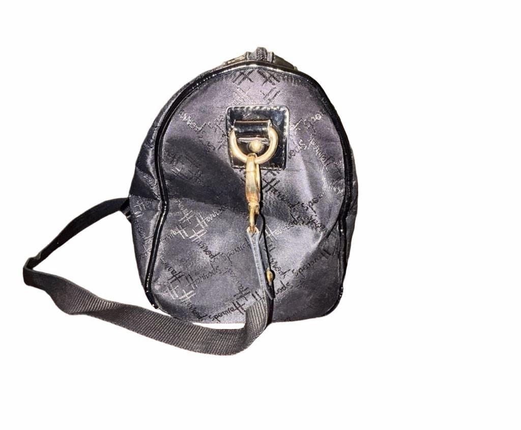 Harrods Black Monogram Boston Bag Y2K Shoulder Crossbody Handbag 10
