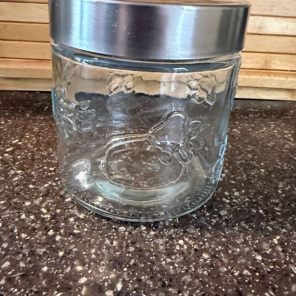 Ten Strawberry Street Maxwell Dog Treat Canister Large Clear Glass with
