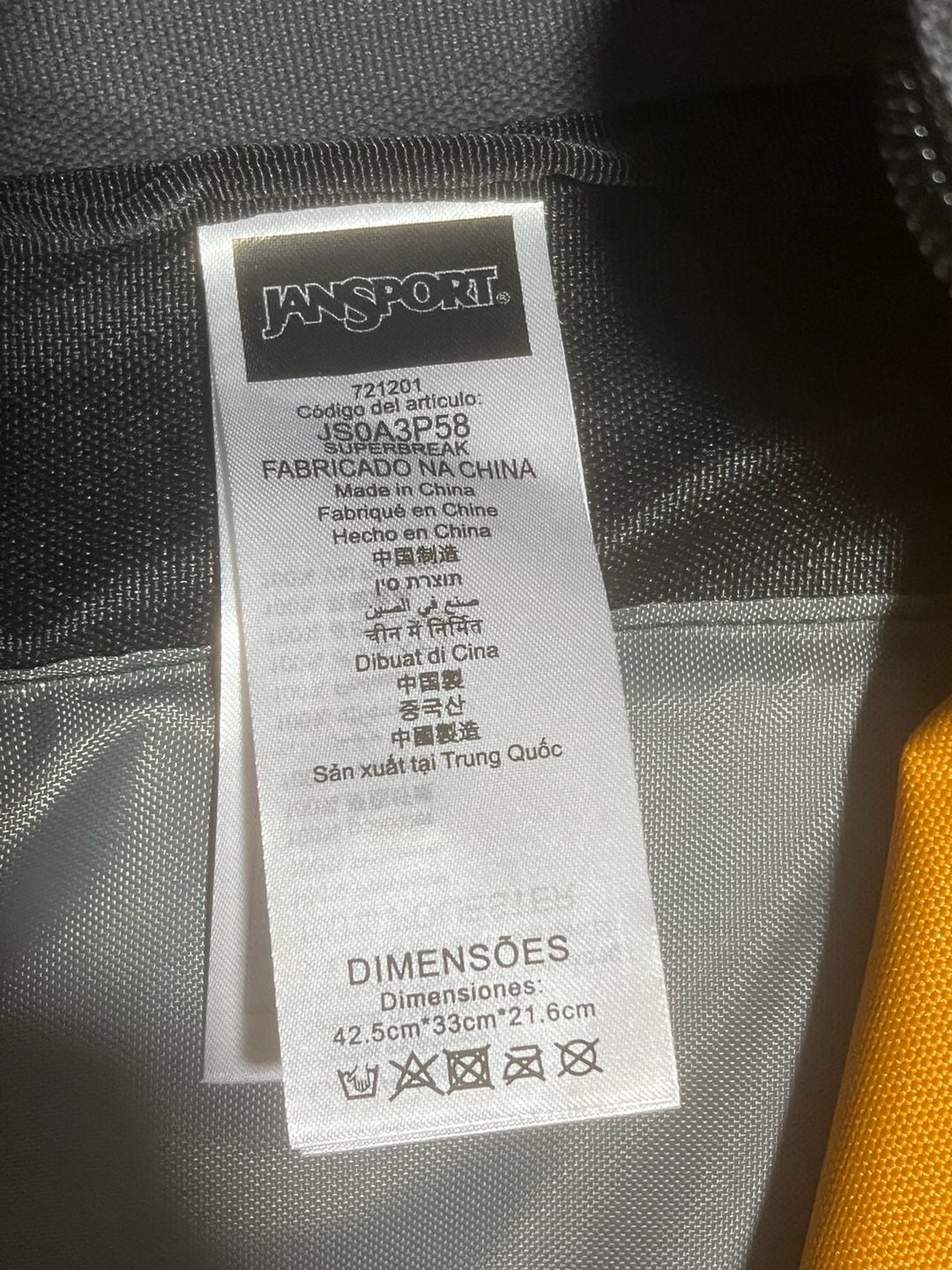 Jansport Superbreak Backpack Spectra Yellow Gray 6