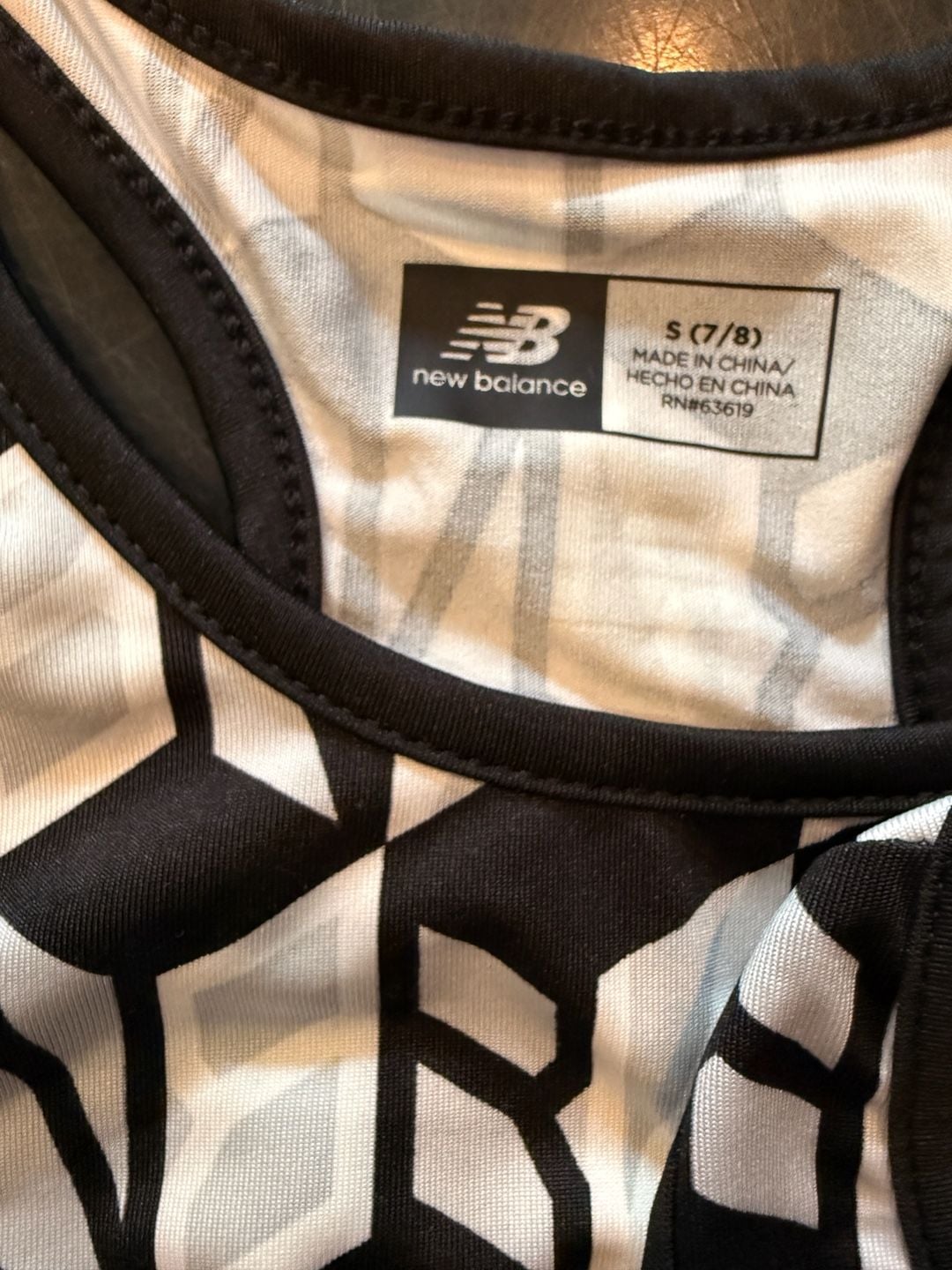 Two Youth New Balance White Multi Geometric Sports Bra Size S 2