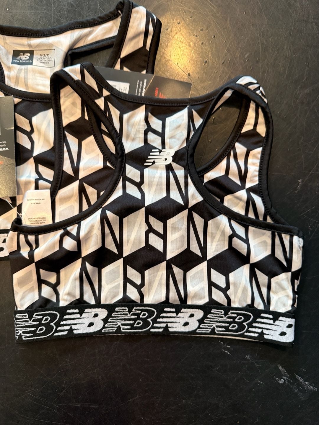 Two Youth New Balance White Multi Geometric Sports Bra Size S 3