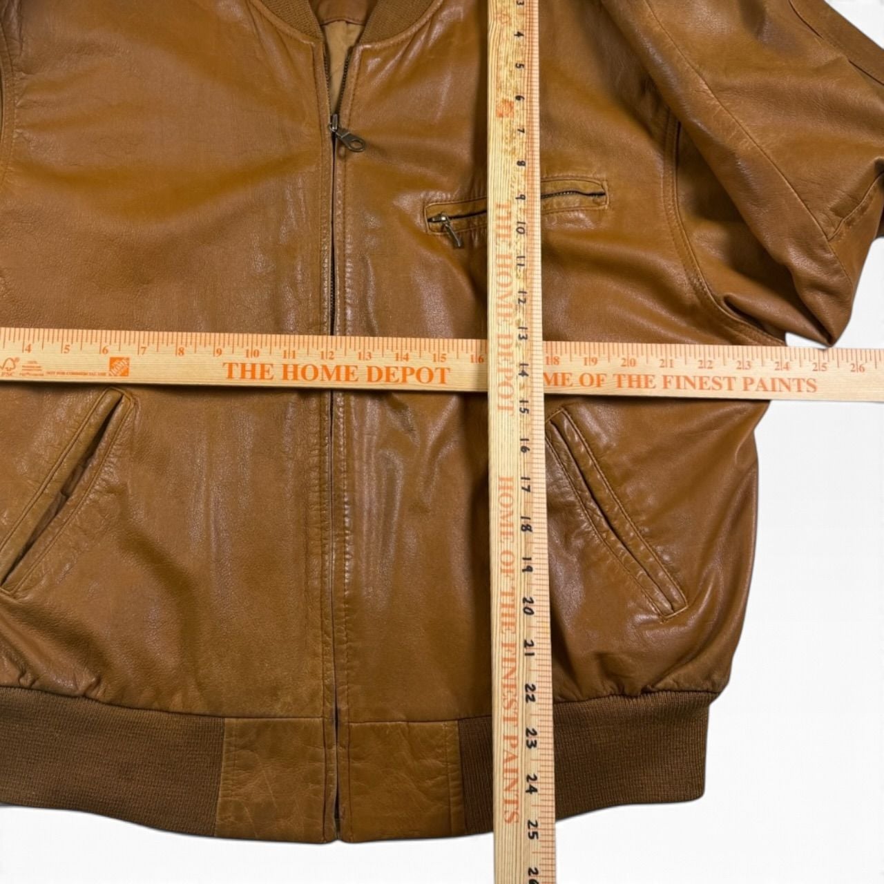 Vintage Mixed Blues Cognac Brown Leather Bomber Jacket Large 8