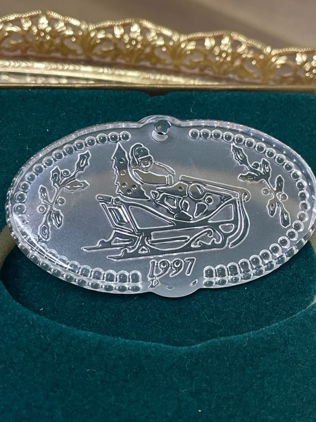 1999 Waterford Crystal Christmas Ornament In Box. Jingle Bells. 3