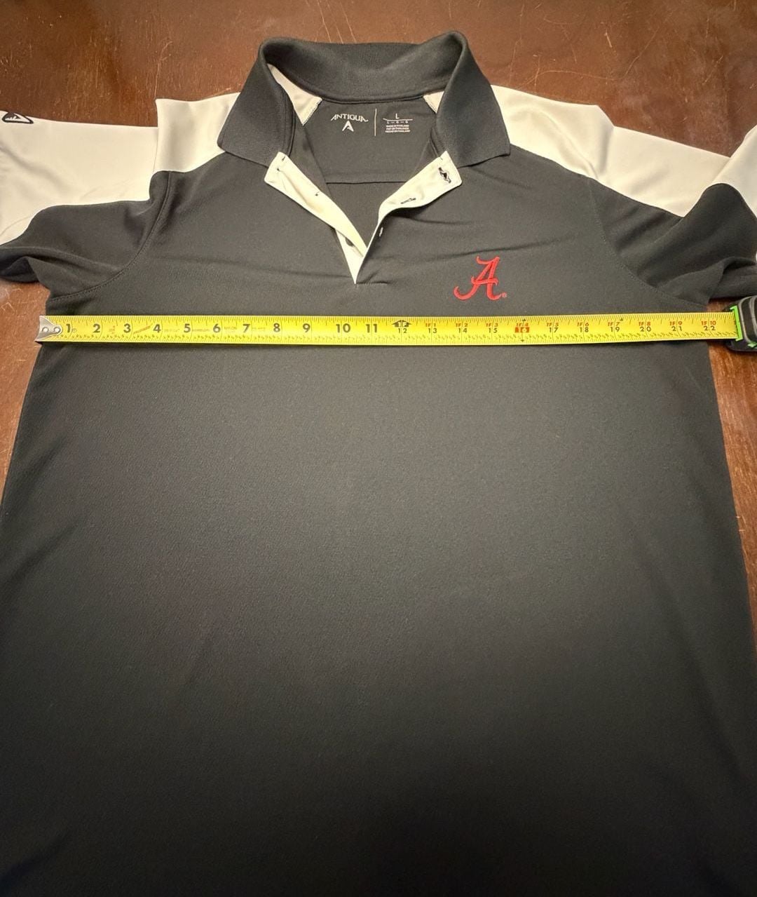 Antigua Alabama Crimson Tide Polo Shirt Mens L Black White NCAA Golf Football 9