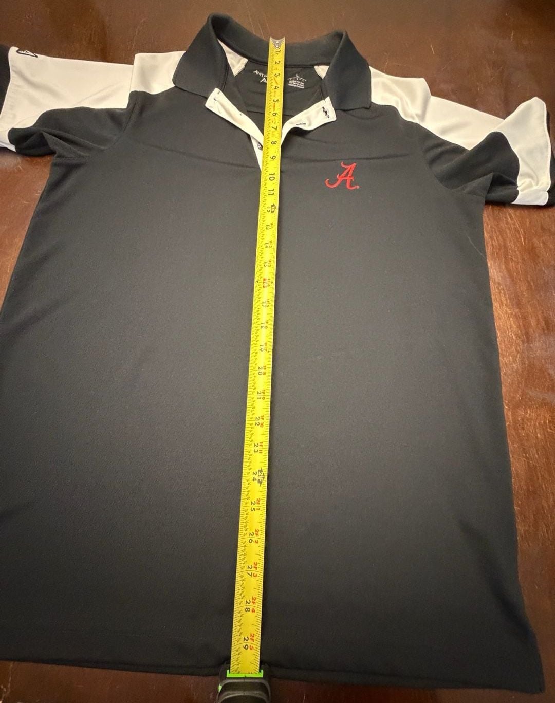 Antigua Alabama Crimson Tide Polo Shirt Mens L Black White NCAA Golf Football 10