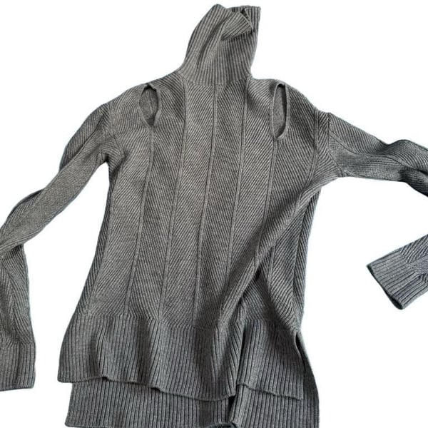 Robert Rodriguez Turtleneck Sweater Gray 100% Wool Ribbed