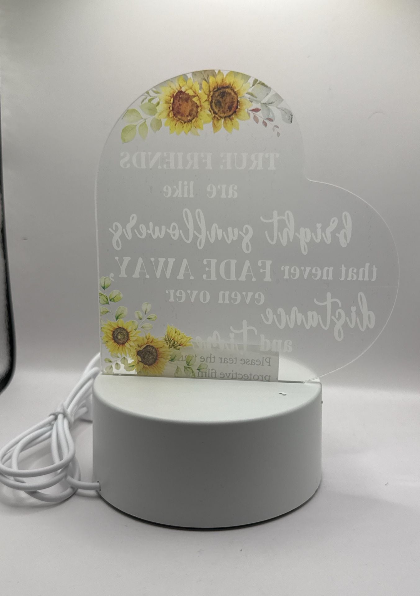 Sunflower Friendship Night Light Acrylic Plaque USB Desk Lamp Gift 3
