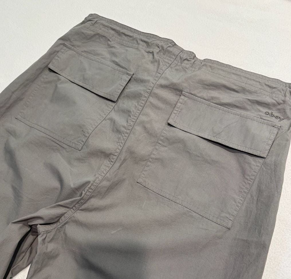 OBEY Mina Parachute Pants Women’s 28 Silver Grey Baggy Drawstring 7