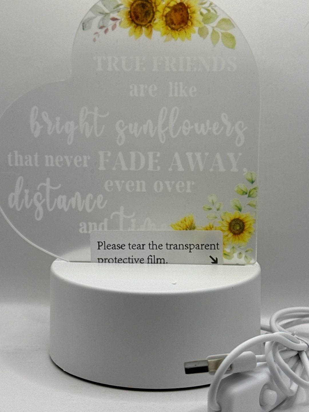 Sunflower Friendship Night Light Acrylic Plaque USB Desk Lamp Gift 5