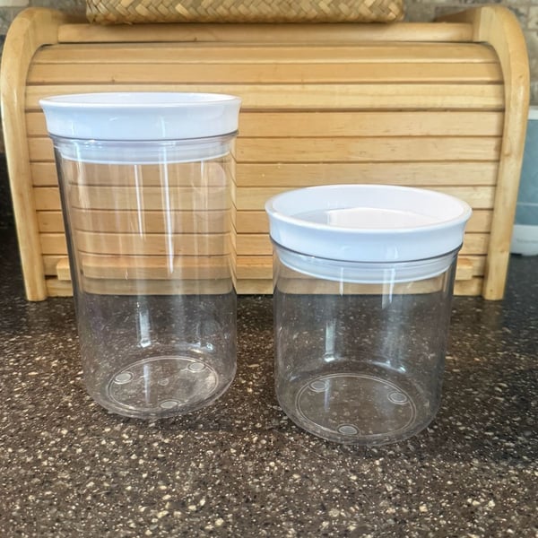 Mason Craft & More 2 Piece Large Clear Plastic Tall Food Storage Canisters
