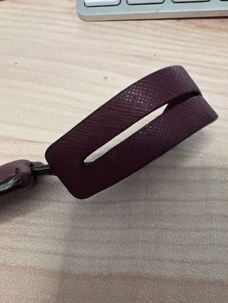 Michael Kors Leather Handbag Hang Tag Fob and Lock Charm Burgundy Gold 6