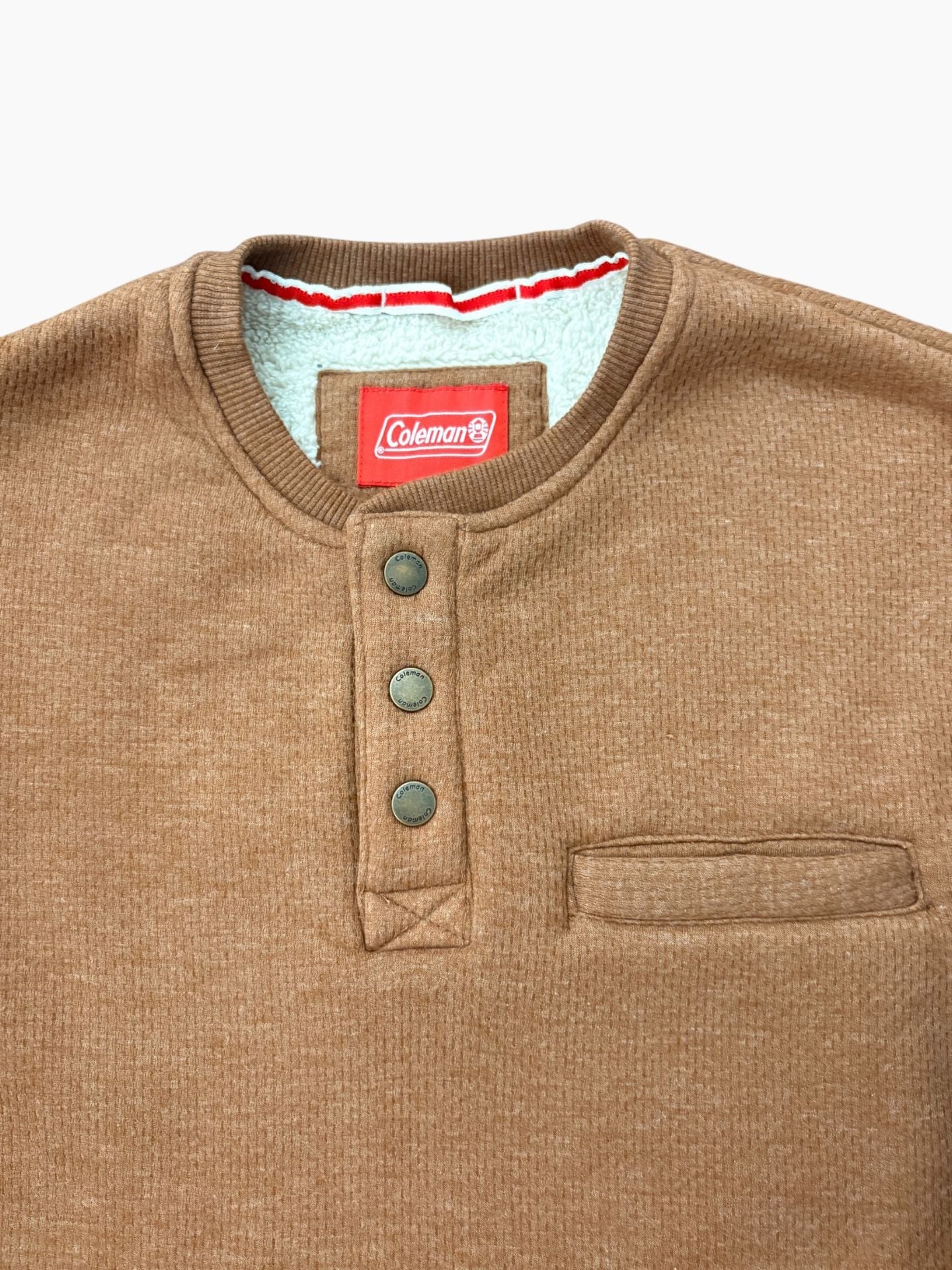 Coleman Men’s Wool Lined Sweatshirt Henley Sherpa Sweater 4