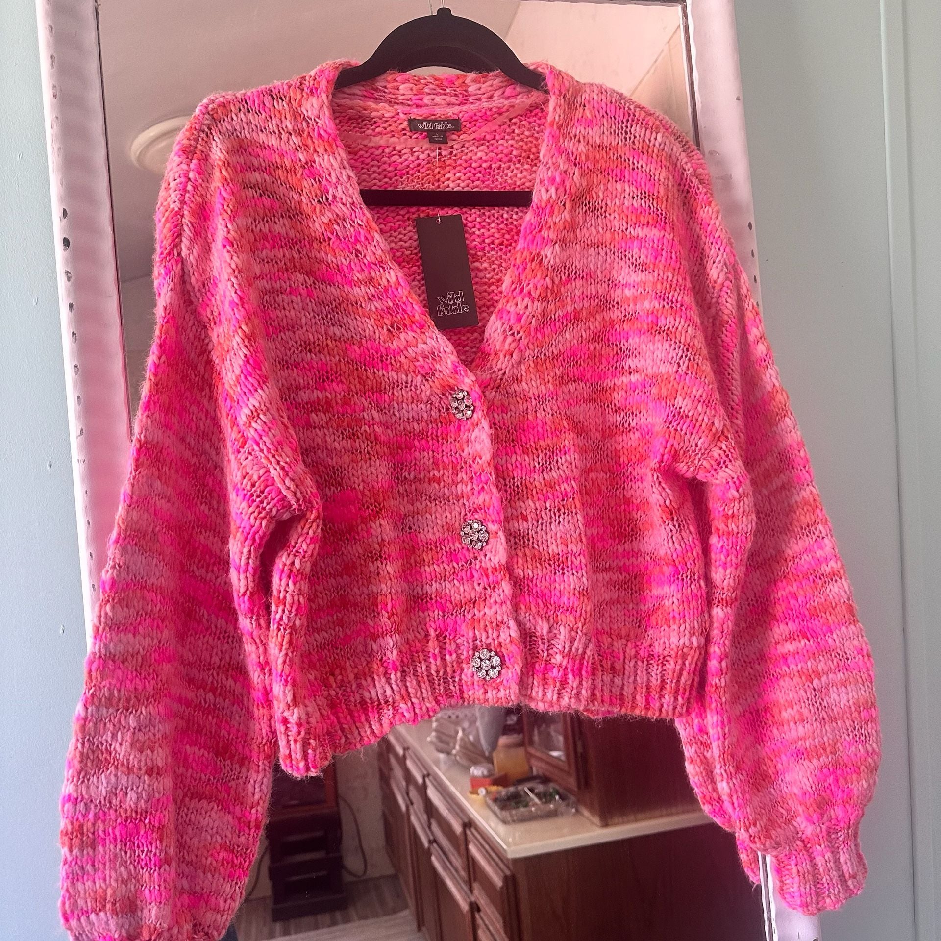 Wild Fable Pink Spacedye Crop Cardigan 2
