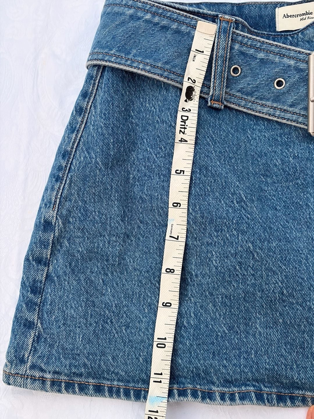 Mid Rise Belted Denim Mini Skort W Belt Detailing 6