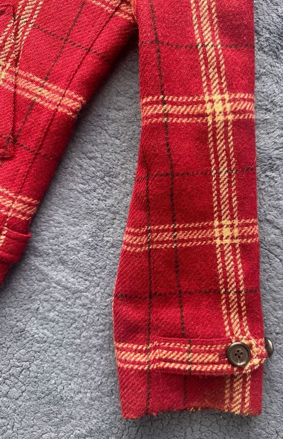 Vintage 90’s Lauren Ralph Lauren 100% Wool Plaid Blazer Size 8P Red Zip Button 3