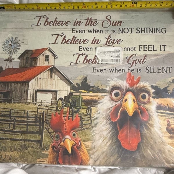 Luslya Farmhouse Rooster Canvas Wall Art 12x16 Inch