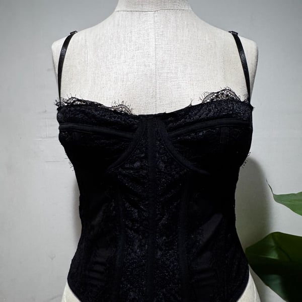 Shein BAE Black Lace Corset Bustier Top Size S
