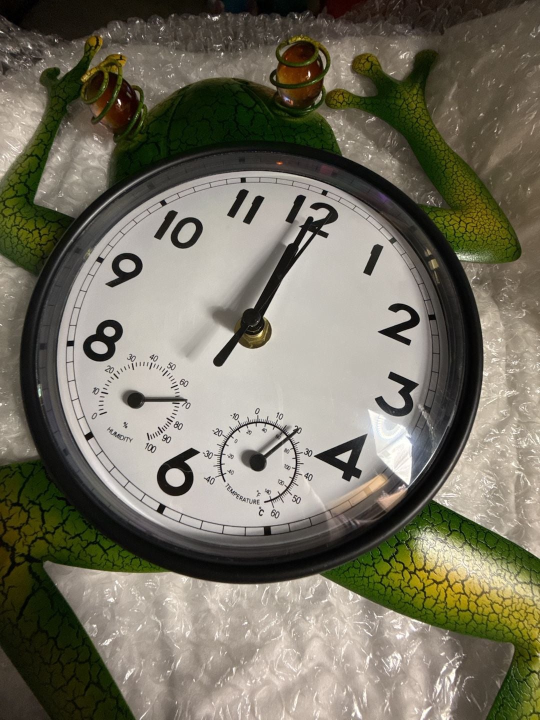 Frog Wall Clock with Thermometer and Hygrometer Outdoor Indoor Decor 3