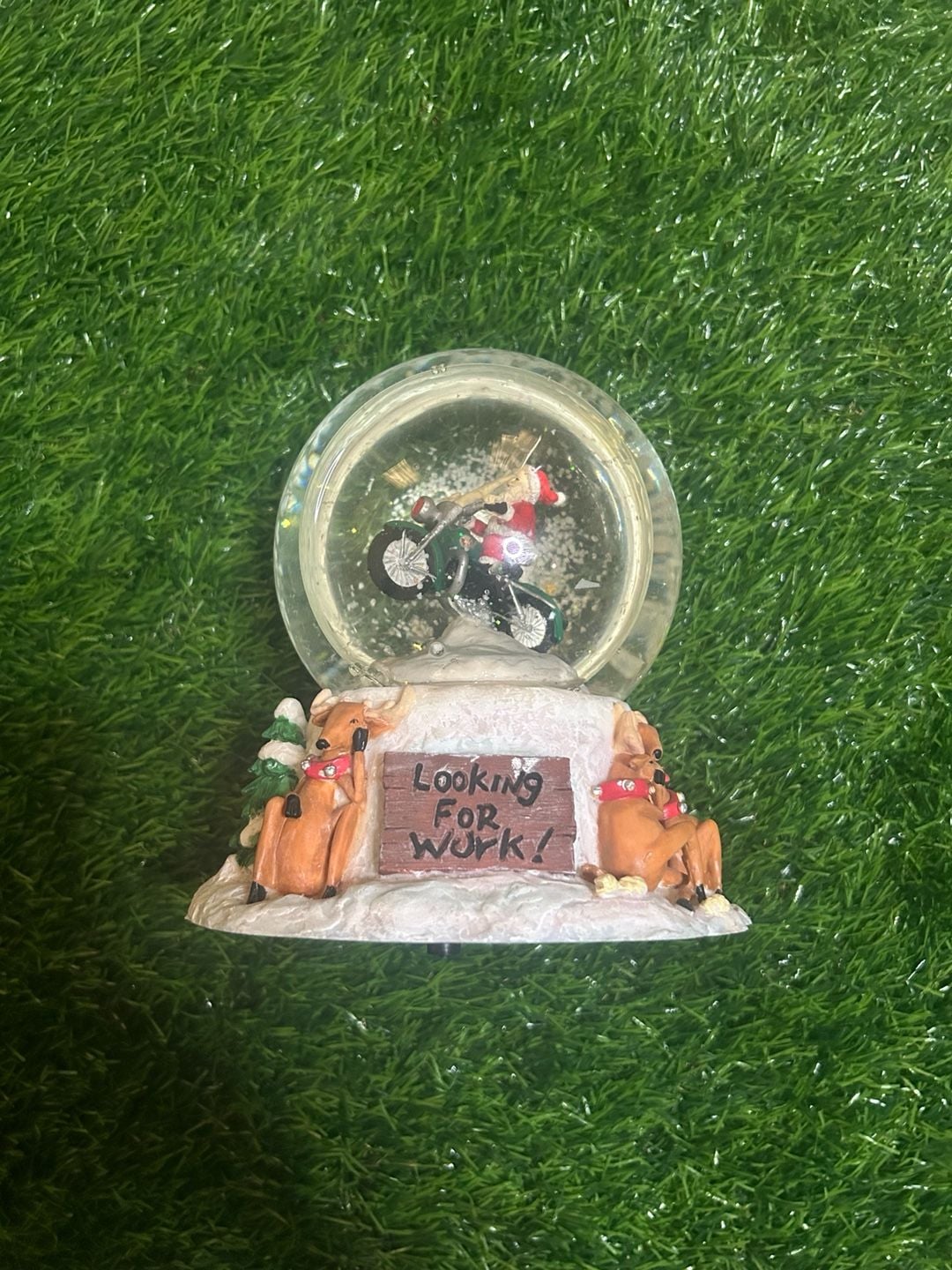 Harley Davidson Looking For Work Christmas Snow Globe 1