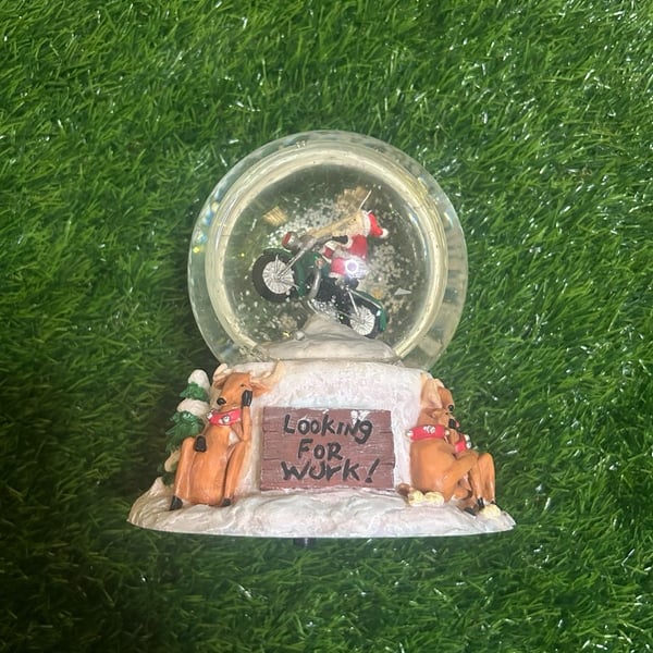 Harley Davidson Looking For Work Christmas Snow Globe