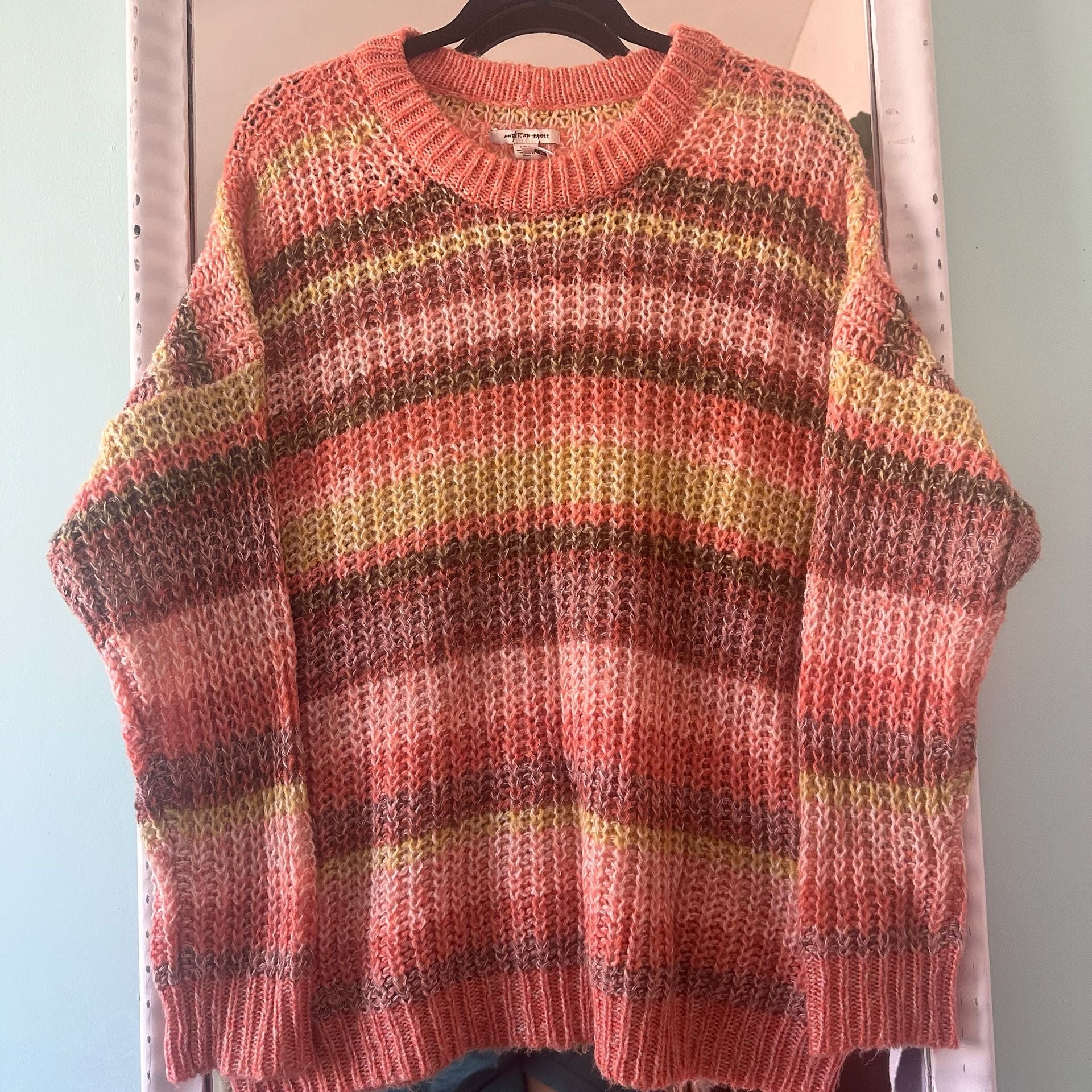 American Eagle Striped Chunky Knit Sweater Size S Multicolor 2