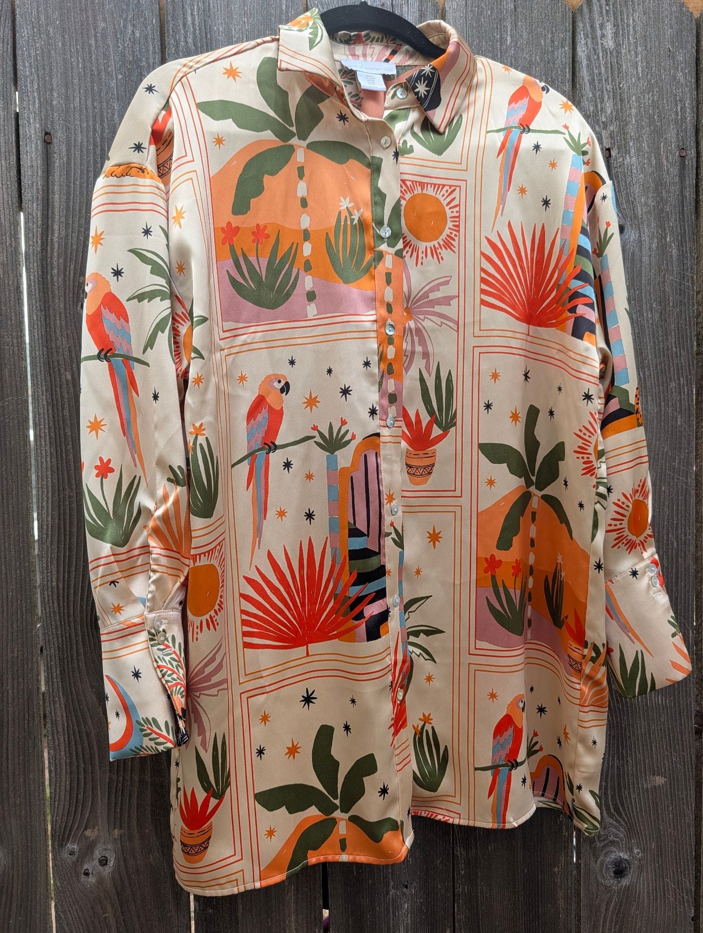 House of Harlow 1960 Tropical Print Button-Up Shirt Size M 4
