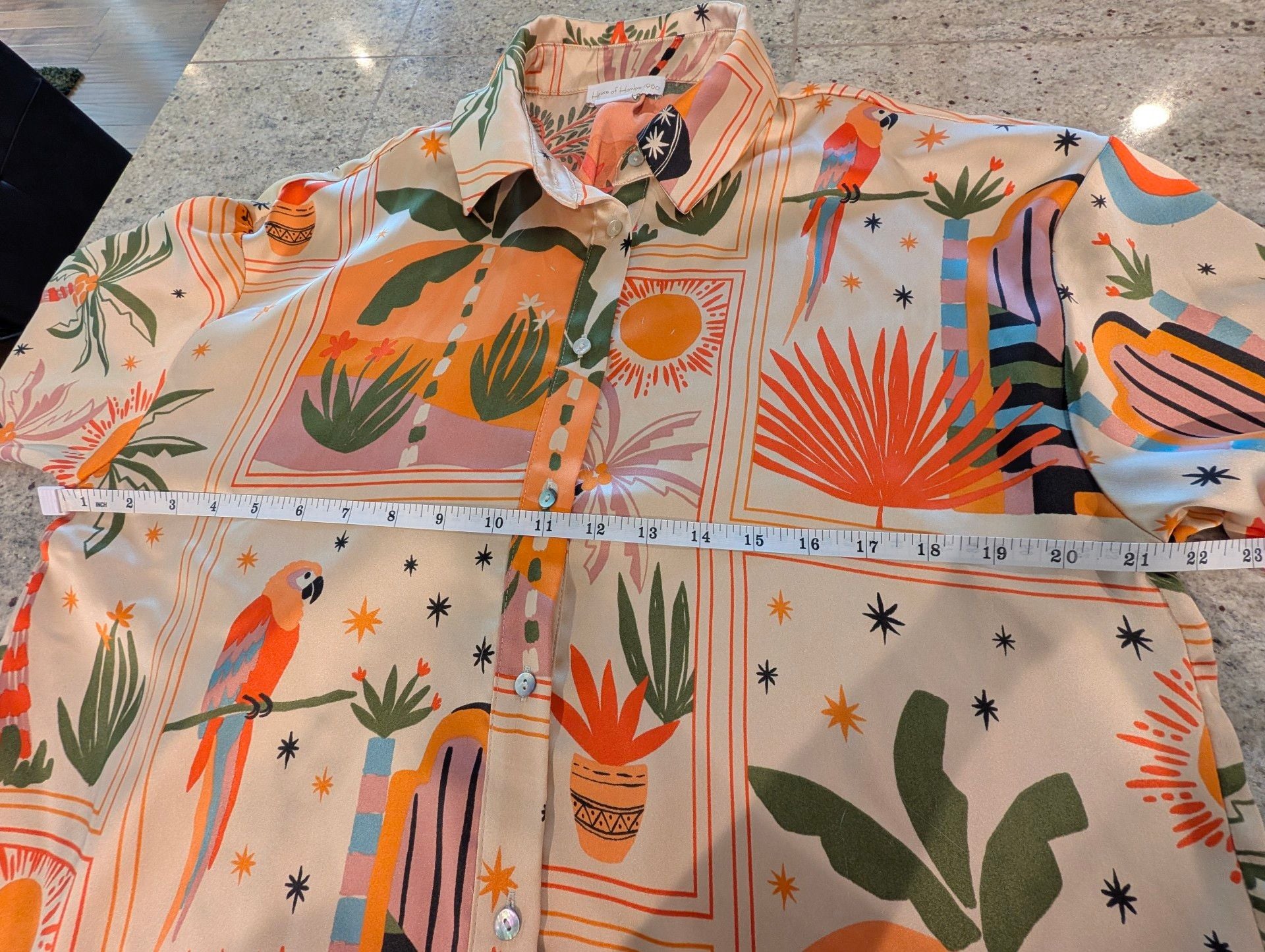 House of Harlow 1960 Tropical Print Button-Up Shirt Size M 5