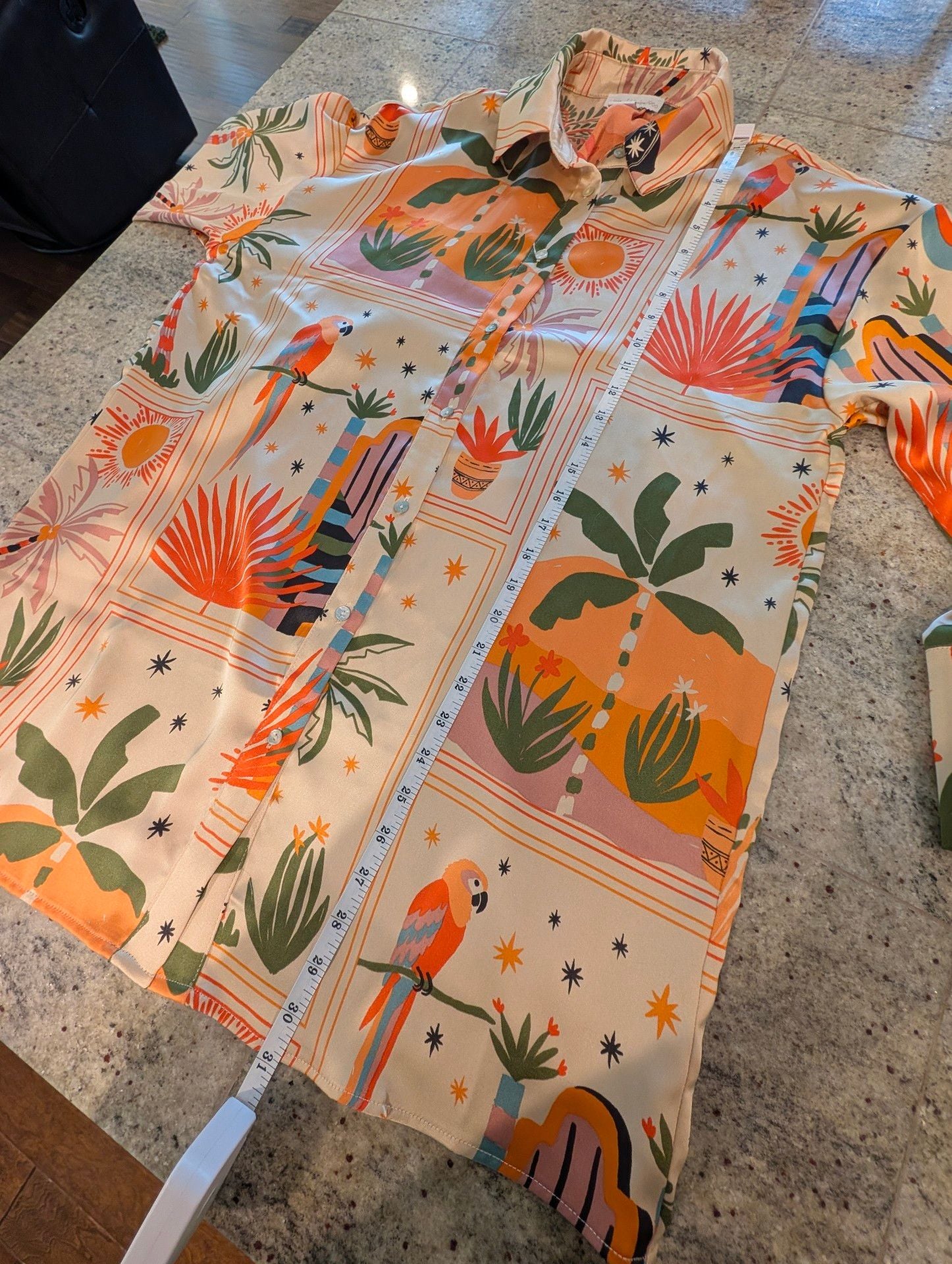 House of Harlow 1960 Tropical Print Button-Up Shirt Size M 6