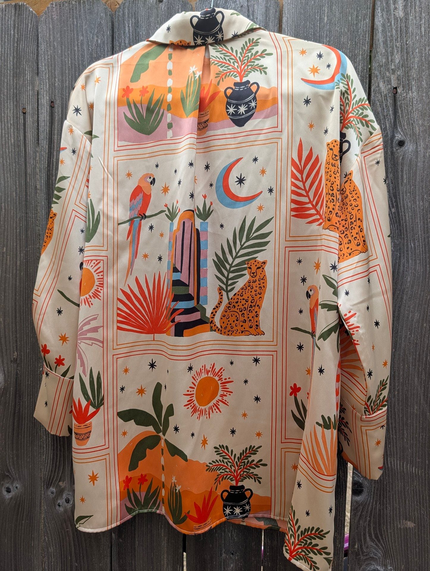 House of Harlow 1960 Tropical Print Button-Up Shirt Size M 7
