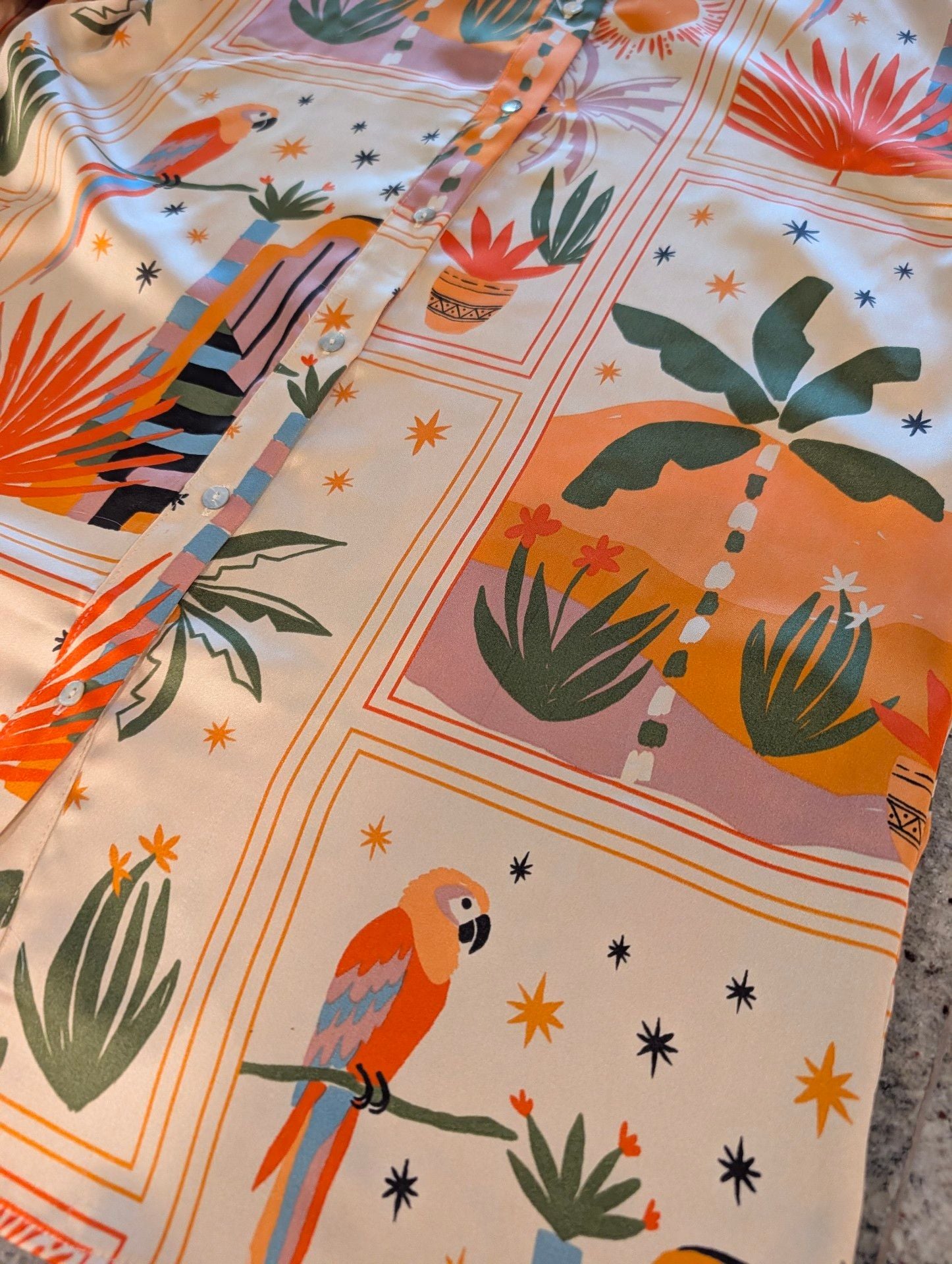 House of Harlow 1960 Tropical Print Button-Up Shirt Size M 8