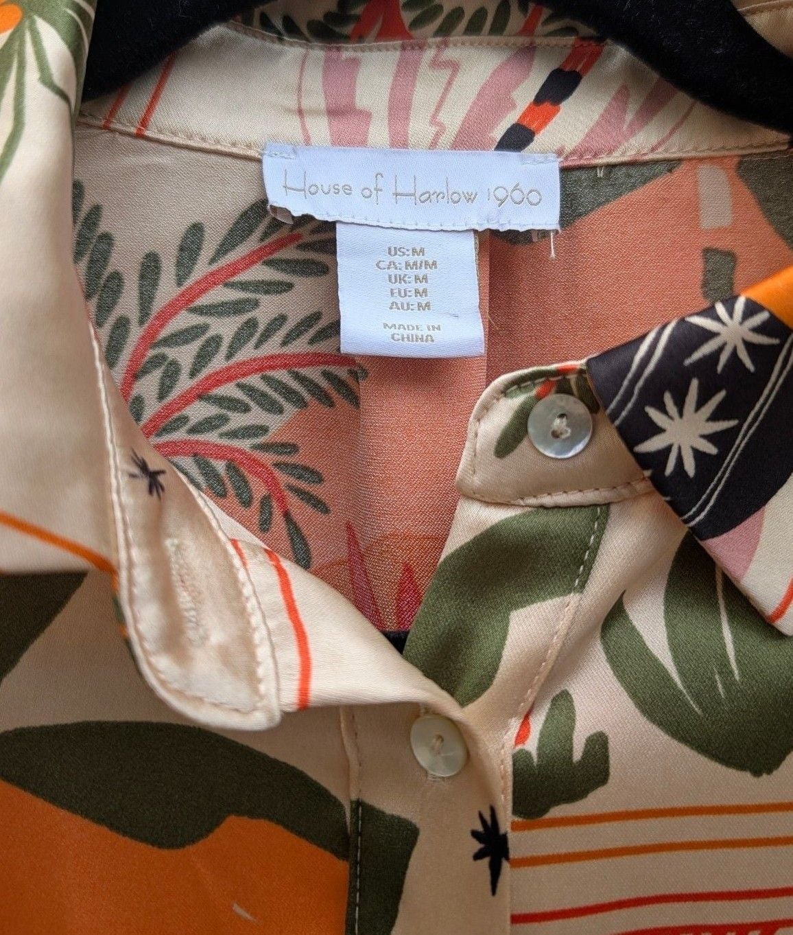 House of Harlow 1960 Tropical Print Button-Up Shirt Size M 3