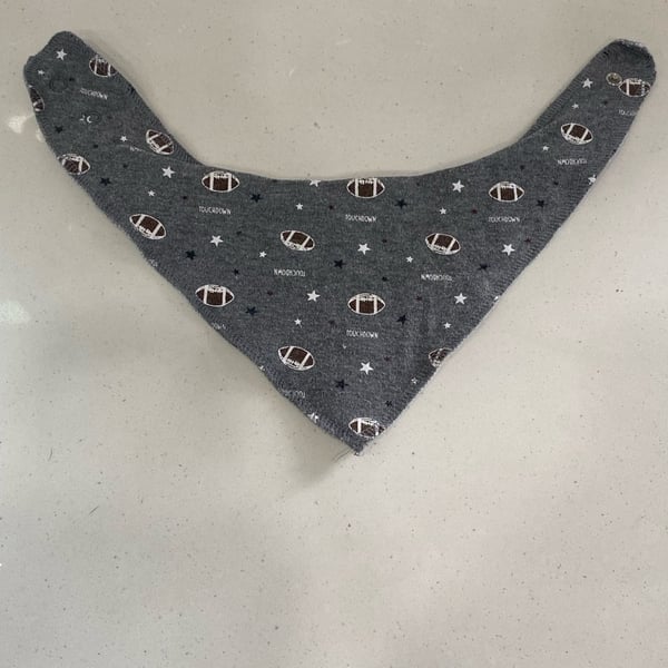 Modern Baby Football Bandana Bib Grey Touchdown