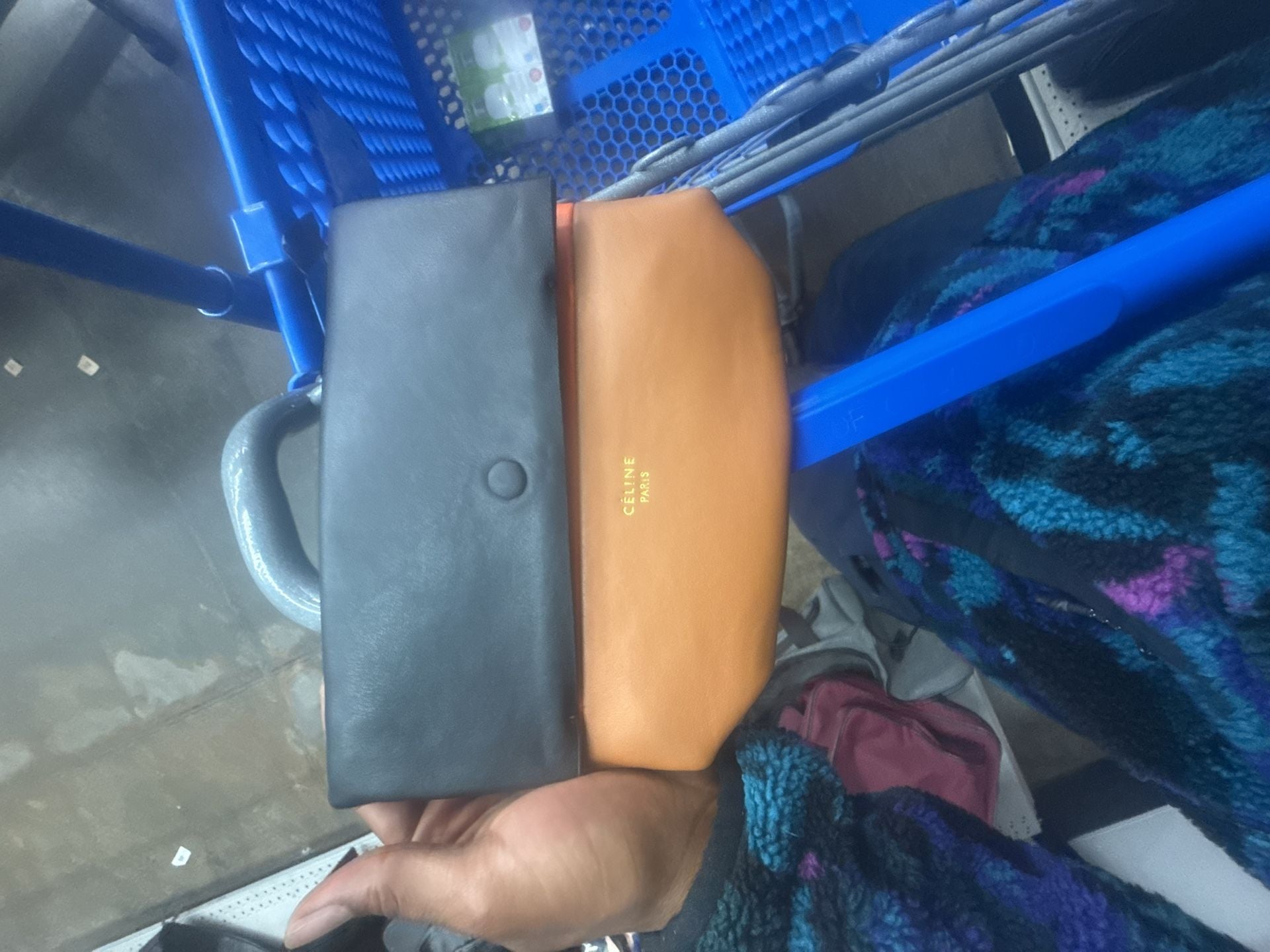 Celine All Soft Pouch Bicolor Leather Clutch Bag 2