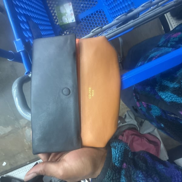 Celine All Soft Pouch Bicolor Leather Clutch Bag