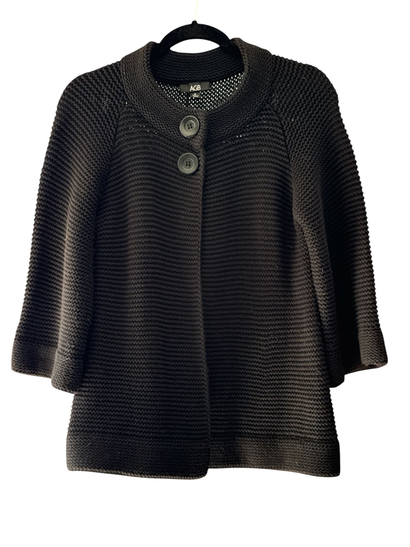 AGB Black Knit Cardigan Sweater Size M 60% Cotton 40% Acrylic 2