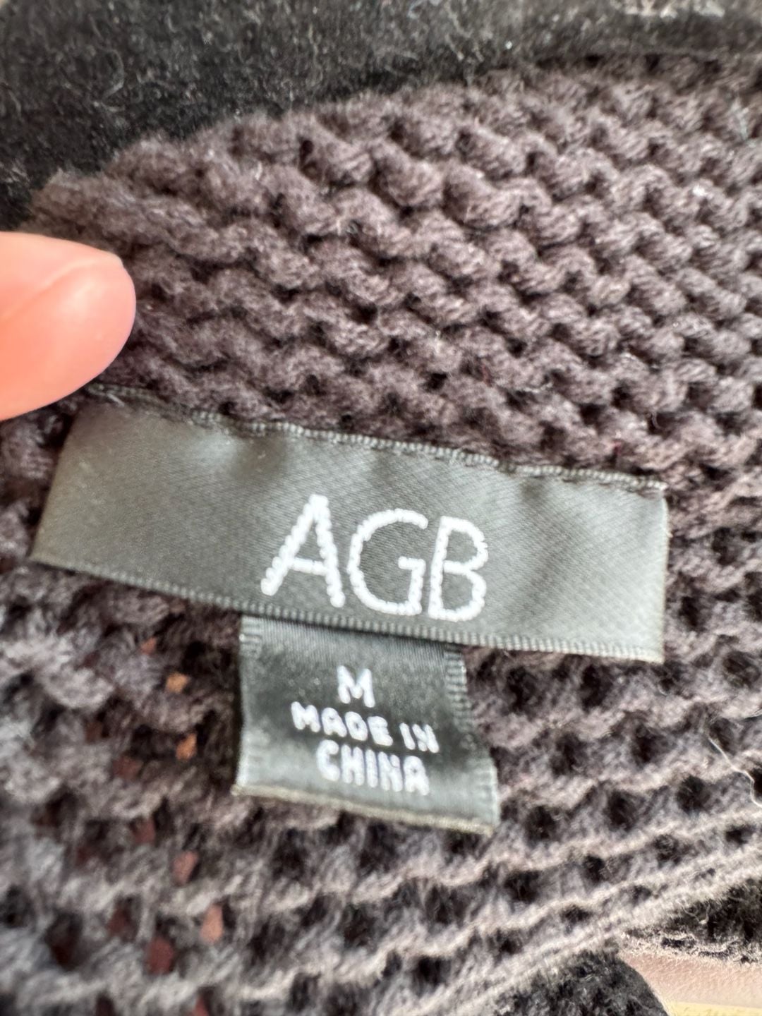 AGB Black Knit Cardigan Sweater Size M 60% Cotton 40% Acrylic 3