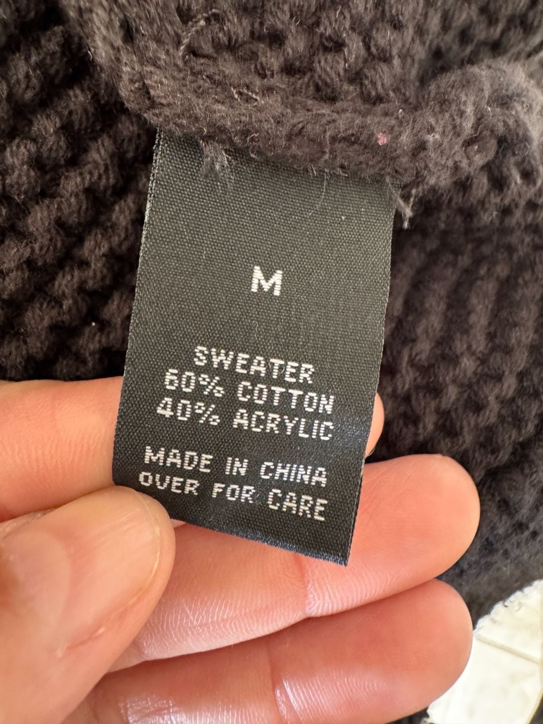 AGB Black Knit Cardigan Sweater Size M 60% Cotton 40% Acrylic 4