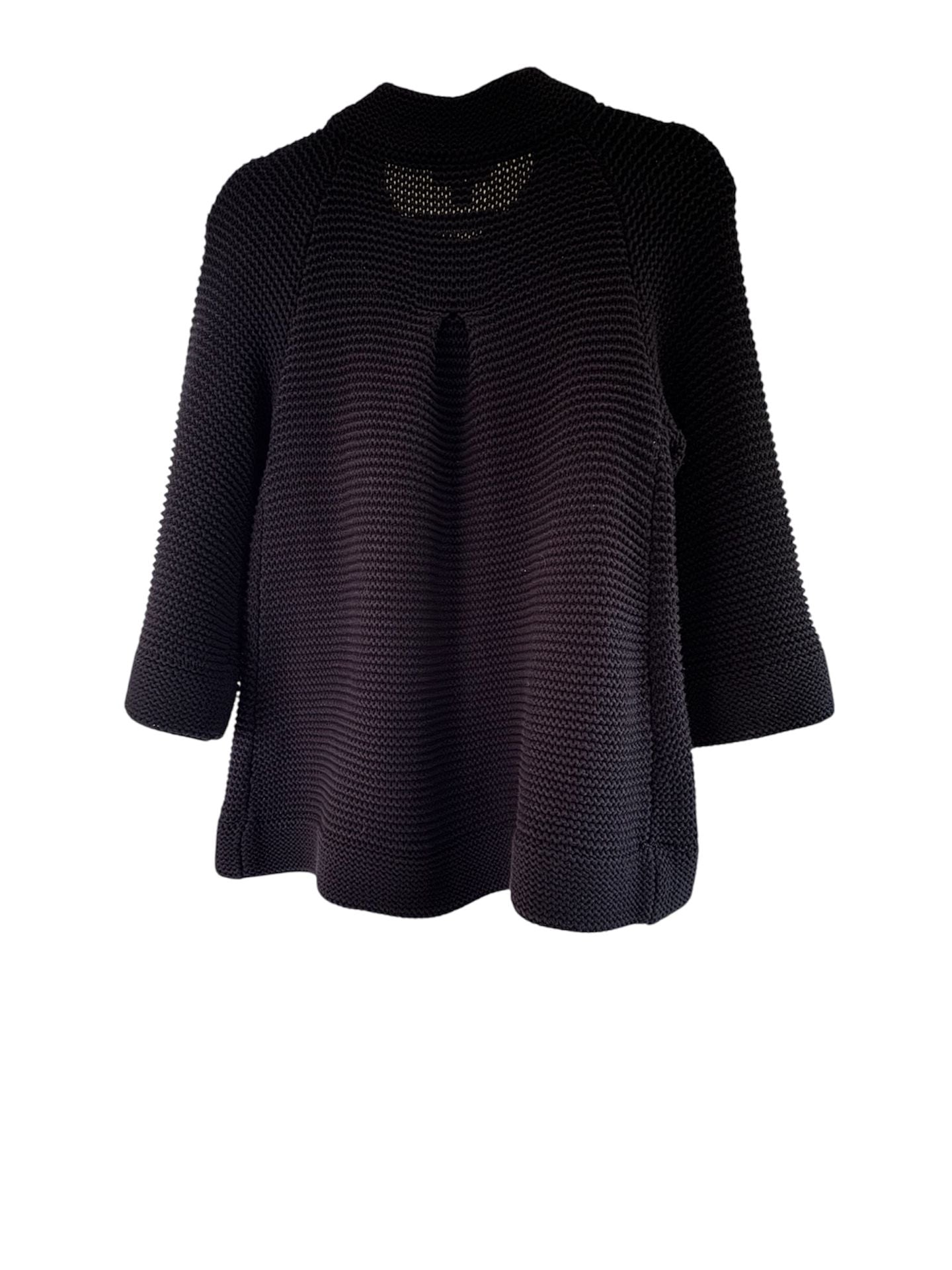 AGB Black Knit Cardigan Sweater Size M 60% Cotton 40% Acrylic 6
