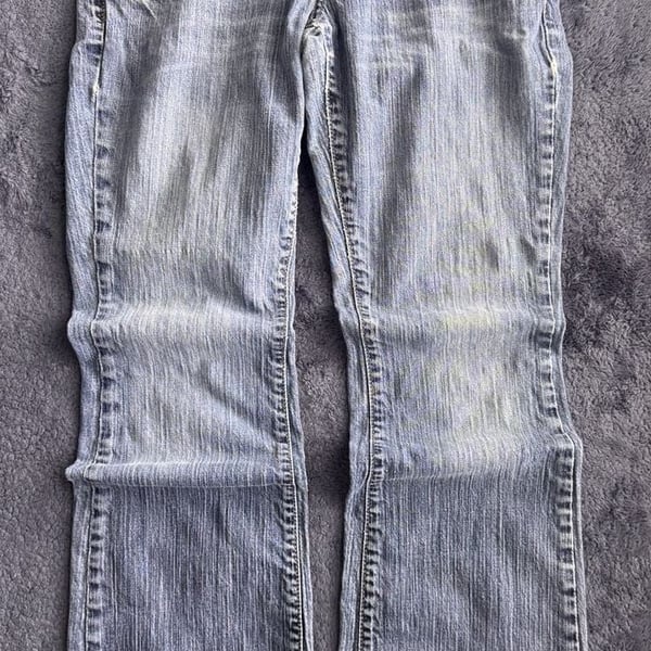 VTG Y2K American Eagle AE Artist Flare/Bell Bottom Jeans Size 6 Short Blue Denim