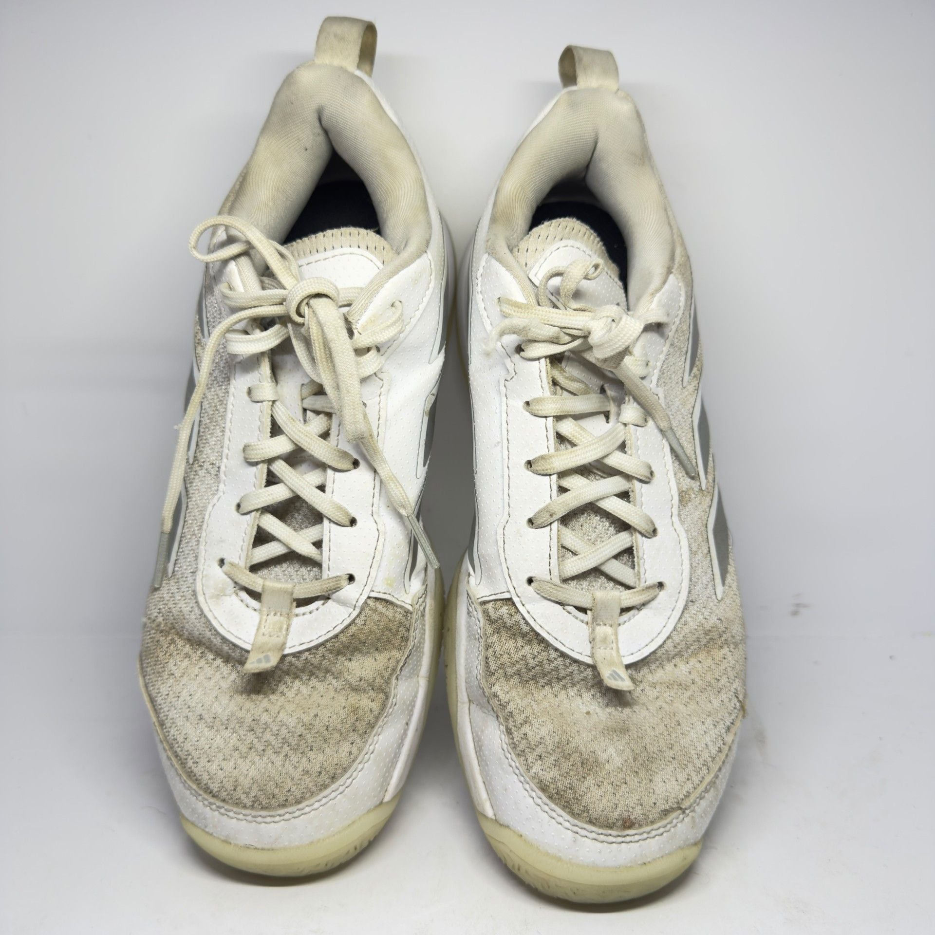 Adidas White and Silver Athletic Shoes Size 9.5 Heavily Worn 3