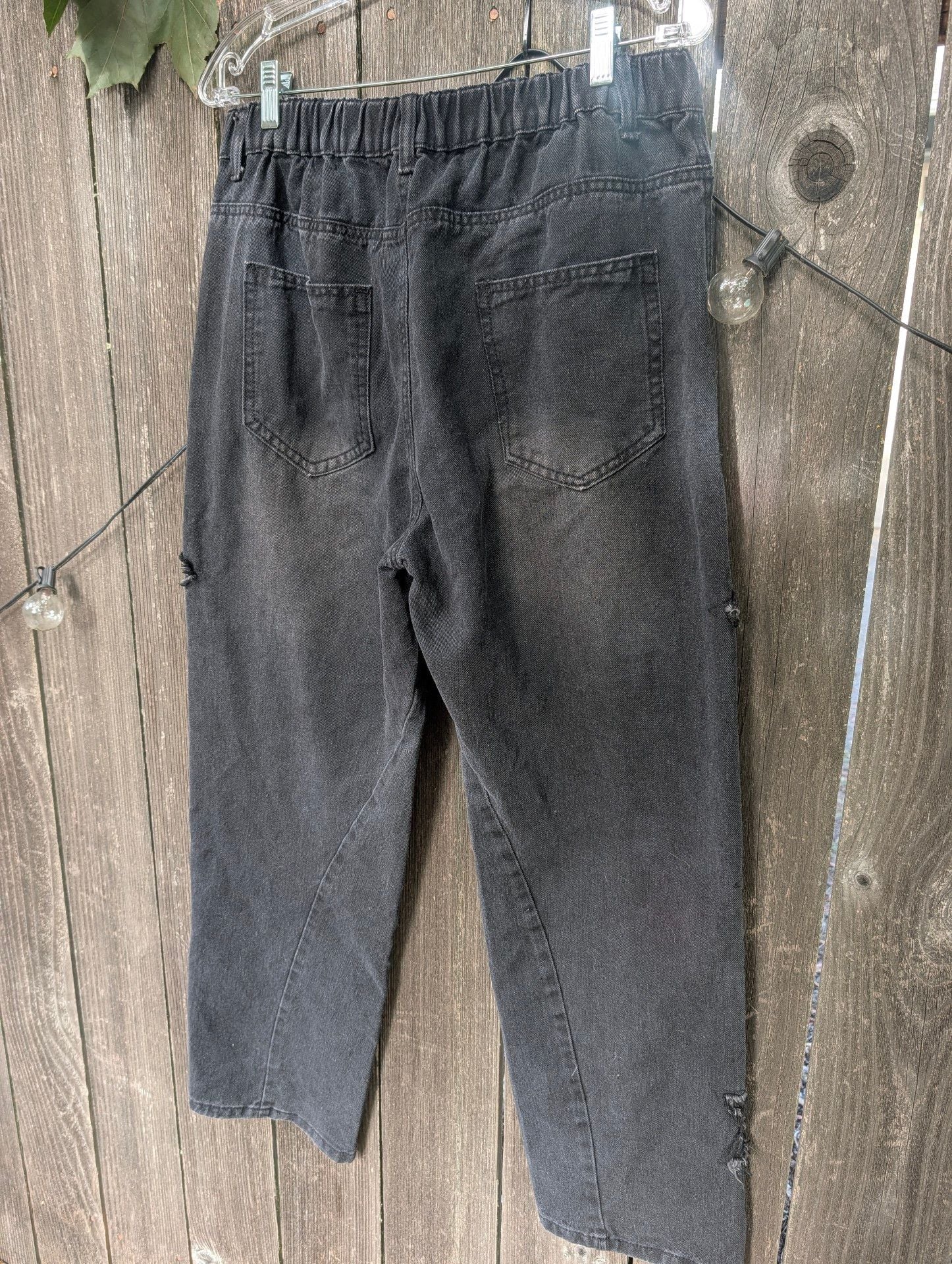 Black Star Patch Wide Leg Denim Pants Large 4
