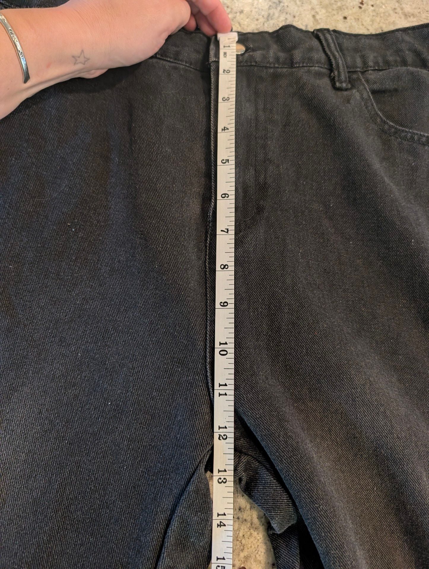 Black Star Patch Wide Leg Denim Pants Large 6