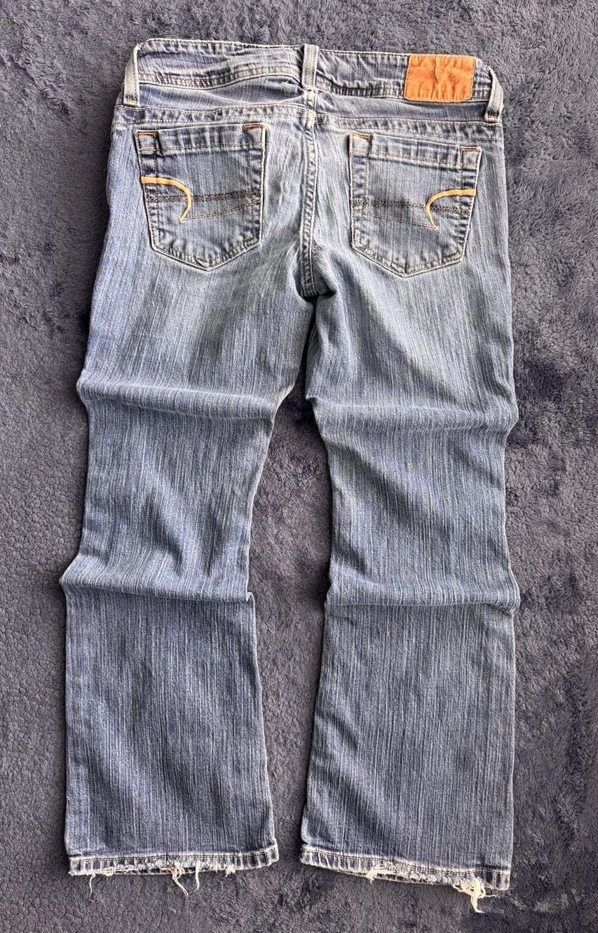 VTG Y2K American Eagle AE Artist Flare/Bell Bottom Jeans Size 6 Short Blue Denim 10