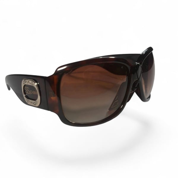 Y2K Vatel SSpair Sunglasses Oversized Lense Tortoiseshell Brown UV400 Rhinestone