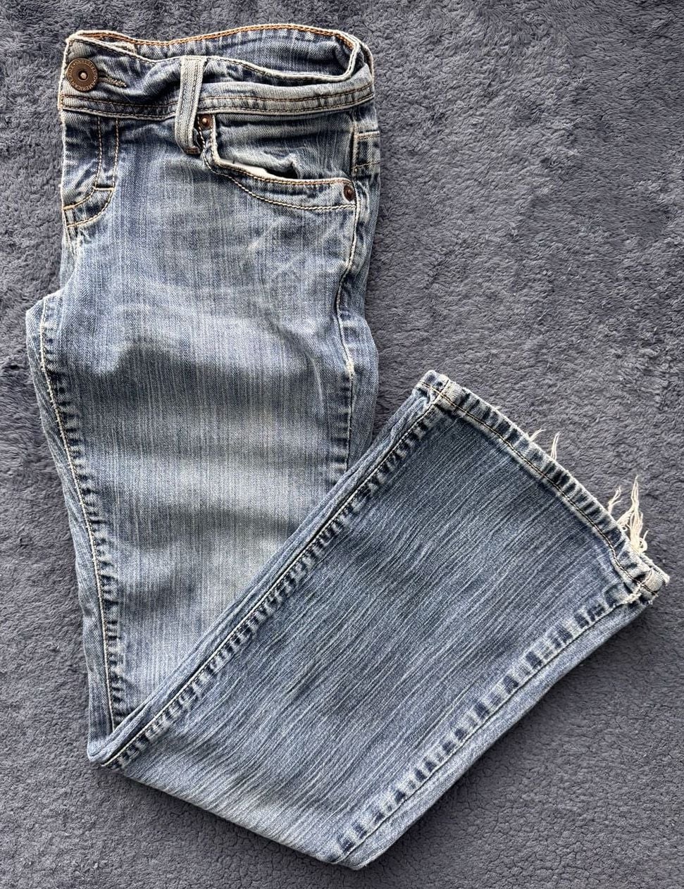 VTG Y2K American Eagle AE Artist Flare/Bell Bottom Jeans Size 6 Short Blue Denim 13