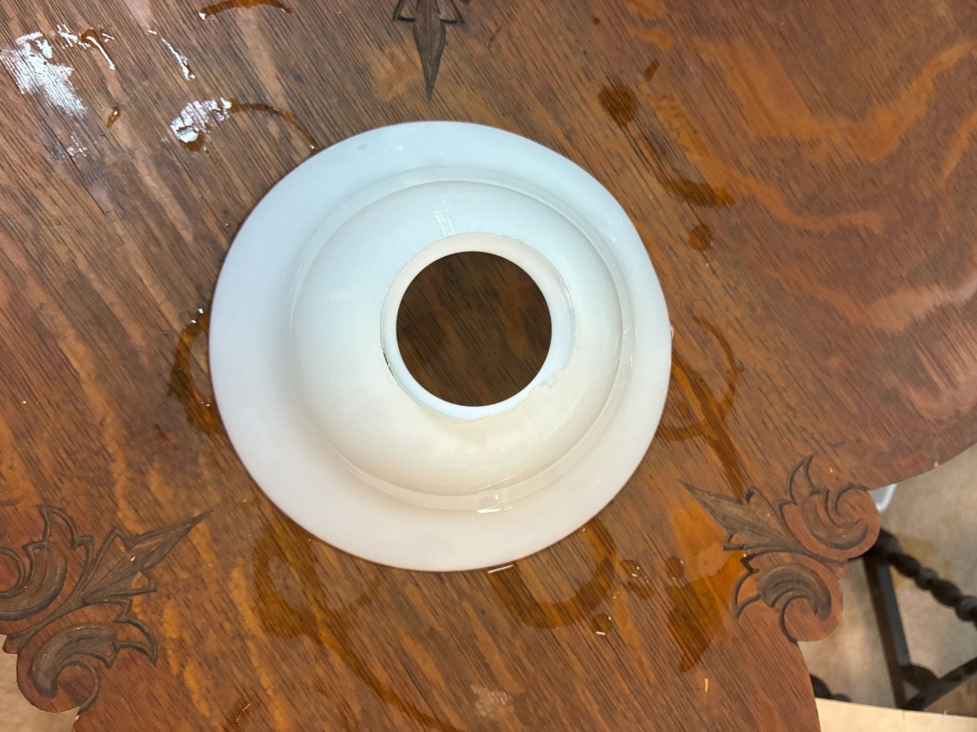 Smooth White Milk Glass Hurricane Lamp Shade 6 1/2” Fitter Ruffled Top 8.5" Tall 7